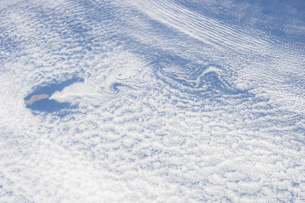 Unusual cloud patterns surrounding Guadalupe Island